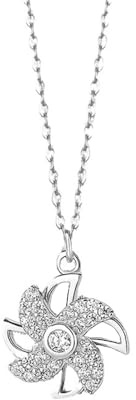 IMINI Cute Windmill Pendant Necklaces Cubic Zirconia Crystal Rotate Windmill Fidget Inspirations Spinner Charm Choker Necklace Chain Anxiety Fashion Jewelry Gifts for Women Girls Birthday