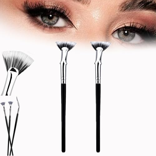 Folding Angle Scalloped Lash Brush, 2024 New Mascara Brush Eyelash Comb Separator for Upper Lower Eye Lash,Lengthened Fan Shaped Lashfan Mascara Fan Brush Makeup Tool (2Pcs)