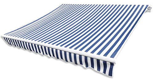 Gecheer Tessuto di Ricambio,Tela,per Tenda da Sole,3,5x2,5 m,Blu e Bianco,Tela per Tenda Esterno Sole,Tela per Tenda da Sole da,Balcone,Patio,Terrazzo,Giardino,Tela di Ricambio per Tenda da Sole