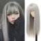 Siudus Grau Lange Gerade Frauen Perücke mit Pony Synthetische Hitzebeständige Faserperücke für den Täglichen Cosplay Gebrauch