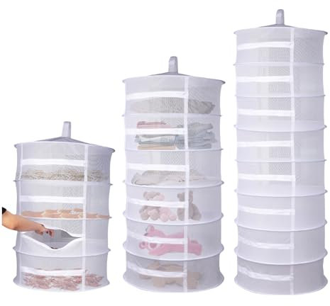 TONIJAWES Rete Essiccazione 4 Scomparti 60cm Pieghevole Cerniera Bianco Essiccare Erbe Piante Pesce Carne Vestiti