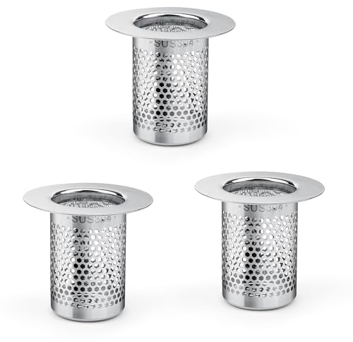 Filtre Douche Cheveux, 3 Pièces Filtre Lavabo Salle de Bain en Acier Inoxydable, 5,5 × 5 cm Attrape Cheveux Douche, Filtre Lavabo pour Balcon, Cuisines, Salle de Bain 0XBIT