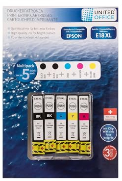 United Office Druckerpatronen Multipack 5 teilig Kompatibel mit Epson (E18XL)