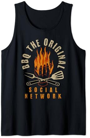 Funny BBQ Smoker T Shirt Campfire Grilling Social Network Tank Top