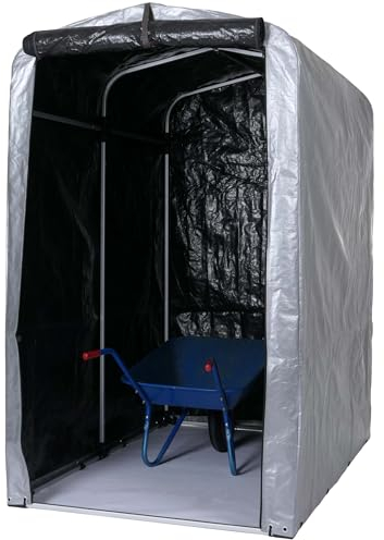 Mendler Gerätehaus HWC-N61, Gartenschuppen Geräteschuppen Gartenhaus, Alu UV-Schutz wasserfest, 201x121x201cm - Silber