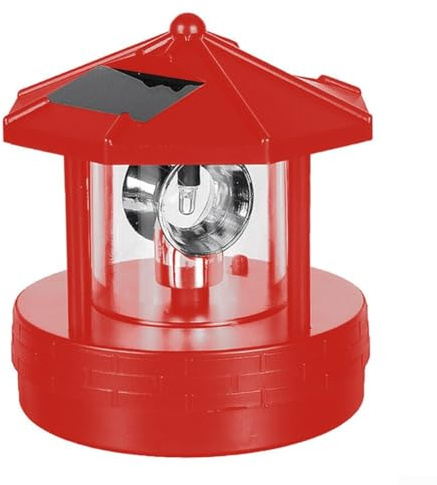 Dekorative LED-Leuchten für den Innenhof, rotierender Solar-Leuchtturm, LED-Solar-Leuchtturm, Garten, Rasen, Licht für Straßenlaterne (rot)