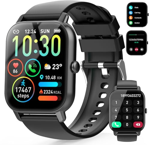 Smart Watch for Men Women (Dial/Answer Calls), Activity Trackers with Heart Rate/Sleep Monitor, 112 Sports Modes/IP68 Waterproof, 1.85 HD Touchscreen Fitness Watch Compatible with Android iOS, Black