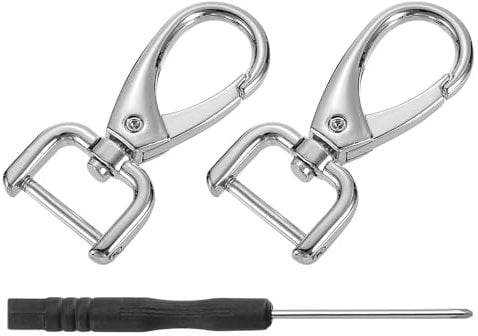 sourcing map 2Pcs Swivel Clasps Hook, 15mm(5/8 Inch) D Ring Detachable Snap Hook Metal Lobster Claw Clasp Hook with Screwdriver for Purse Keychain DIY Craft, Silver