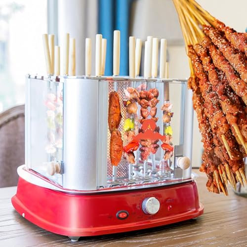 Barbecue électrique à brochettes, rotation automatique, four à brochettes vertical sans fumée de 1 750 W, rôtissoire à 360 °, contrôle intelligent de la température et de la minuterie, for pique-nique