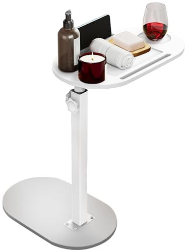Solerconm Bout de Canapé de Salon en Bambou, Table de Chevet Réglable,Table d'appoint pour Baignoire,Petite Table d'Appoint pour Salon, Chambre, Bureau,40~82 * 43 * 22cm,