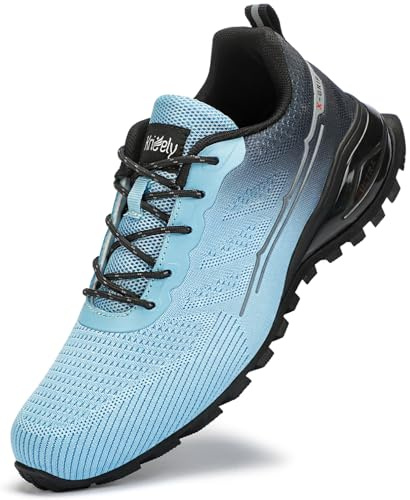 Kricely Chaussures de Trail Homme Respirantes Antidérapantes Chaussure de Randonnée Trekking Outdoor Fitness Chaussures de Marche(Bleu Clair 49
