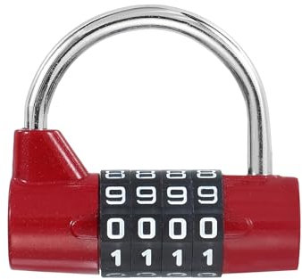 PATIKIL Candado de Combinación, Candado de 4 Dígitos de Aleación de Zinc para Taquilla de Gimnasio, Cerradura de Seguridad con Contraseña sin Llave para Taquilla Deportiva, Valla, Rojo