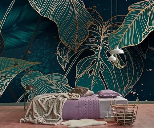 Fototapete Panorama 3D Effekt Monstera-Blätter, 150 x 105 cm 3D Abstract Wallpaper Mural Wallcoverings for Bedroom Living Room TV Backdrop