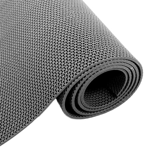 MBBTAG Non Slip Drainage Mats PVC Pool Floor Mat, outdoor rubber mats with drainage, S-shaped hollow, Commercial Drainage Mat PVC Non Slip Wet Area non-slip mesh mat, Not easy to deform(Grey,90x500x0.