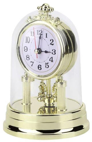 Vintage-Uhr, Kaminuhr, Tischuhren für Wohnzimmer, Leise Schreibtischuhr, Antike Uhr Im Europäischen Stil, Retro-Wecker für Schlafzimmer, Wohnzimmer, Innendekoration (GOLD)