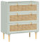 HOMCOM Commode 3 tiroirs Commode Chambre Meuble de Rangement Style bohème avec Cadre en Bois, Commode en rotin pour Chambre à Coucher, Salon, entrée, 80 x 40 x 87,5 cm, Vert Olive