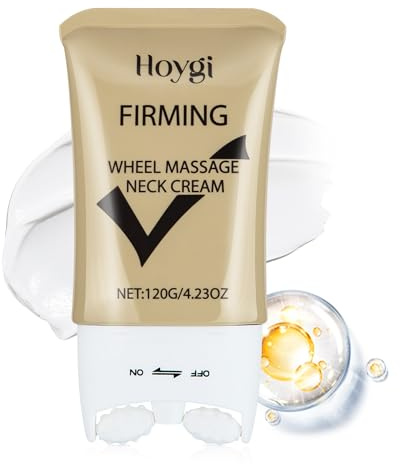 VRAIKO HOYGI Collagen Firming Neck Cream, 2-in-1 Guasha Neck Moisturizer with Double Rollers, Collagen and Hyaluronic Acid, for Saggy Skin, Double Chin, Face Lifting