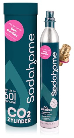 Sodahome CO2 Zylinder für 60L Sprudelwasser - Kompatibel mit Quick Connect Klicksystemen & DUO Geräten - Kohlensäure Zylinder zum Klicken für Sprudelwasser - geprüft & abgefüllt in Deutschland