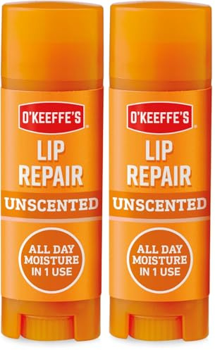 O'Keeffe's Lip Repair Unscented Lip Balm, 4.2g – For Extremely Dry, Cracked Lips | All-Day Moisture with 7 Moisturising Ingredients (Pack of 2)