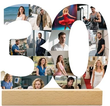 DGJSSK Benutzerdefinierte Zahl 1-99 Foto-Collage | 30Th Geburtstag Jubiläum Foto Collage Rahmen | Personalisierte Hölzerne Fotorahmen | Jubiläums-Valentinstag-Dekorationen Geschenke für Paare