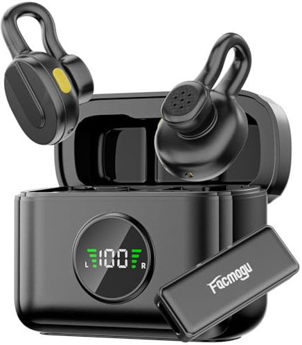 Facmogu Q28 Mini Wireless Lavalier Mikrofon, Kabelloses Mikrofon mit USB-C Stecker für iPhone15/16/17 und Android, Noise Cancell/Mute/Reverb, Kompaktes Clip-on Mikrofon für YouTube, TikTok, Podcast