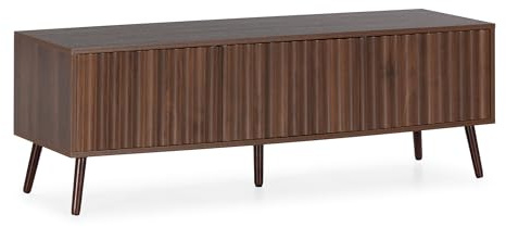 HOMN LIVING Mobile TV Lluvia, 3 ante, finitura noce, 130 cm (larghezza) x 40 cm (profondità) x 45 cm (altezza)