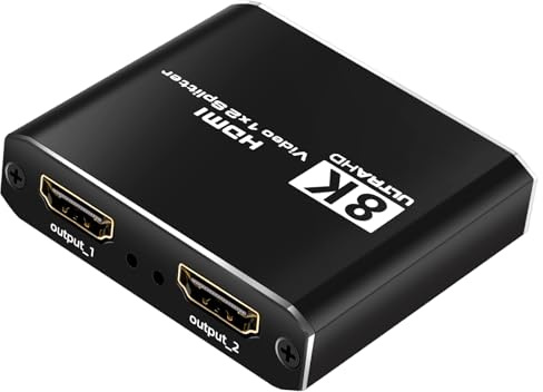 HDMI2 1-Splitter in 2, unterstützt 8K60Hz, 4K120Hz, 1080P240Hz, 3D-CEC-Duplikat, kompatibel mit TV-Box, Computer, DVD-Player