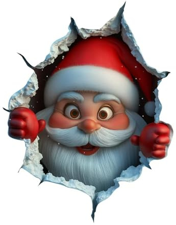Weihnachten Süßer Weihnachtsmann Wandbrechende Effekt Wandaufkleber-Toilette Selbstklebende Aufkleber