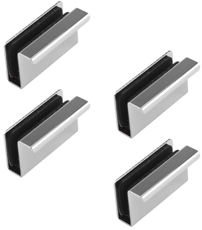 Alide 4Pcs Cabinet Finger Pull Handle, Glass Finger Edge Pull, for 4-6mm Glass Doors (silver)