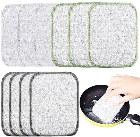 Elgbiaoxi 10 Packs Dual Sided Wire Miracle Cleaning Dish Cloths 16x12cm