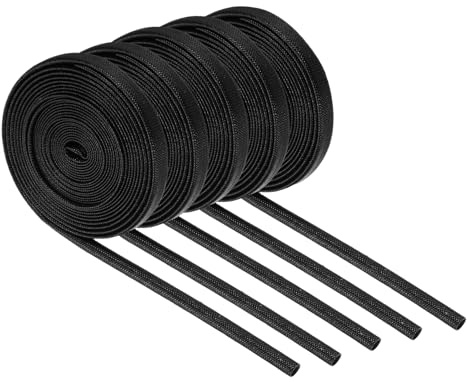 QUARKZMAN 5 Stück Drahtisolierung Geflecht Brandschutz Schlauch 3 Meter 4mm Innendurchmesser Schwarz Hochtemperatur Silikonbeschichtete Fiberglass Schlauch Für Automobil Schläuche Leitungen