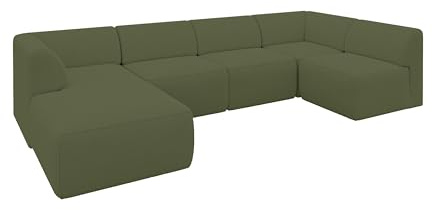 ALTDECOR Ecksofa in U-Form Corner Sofa Bett Eckcouch Couch L-Form Wohnlandschaft Cauchsofa MOVO 345x180x78 Grün