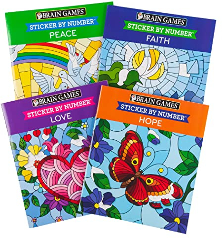 Brain Games 4 Booklet Set - Sticker By Number Inspiration