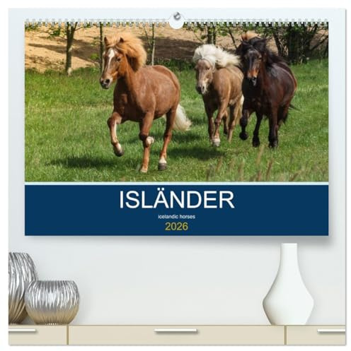 Isländer - icelandic horses (hochwertiger Premium Wandkalender 2026 DIN A2 quer), Kunstdruck in Hochglanz: Mit den Wikingerpferden durch das Jahr (CALVENDO Tiere)