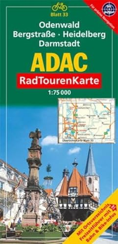 ADAC Radtourenkarte Odenwald, Bergstrasse, Heidelberg, Darmstadt: 1:75000: Mit Ortsverzeichnis, Freizeitführer mit Top-Tipps, Bahn & Bike-Infos. GPS-geeignet