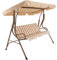 CHARLES BENTLEY 2-3 Seater, Garden, Patio, Outdoor, Swing Seat Hammock Chair, Beige, White Striped, Weatherproof, Swinging Function, Thick Seat, Back Cushion, Steel Frame, Easy To Use (173x111x154cm)