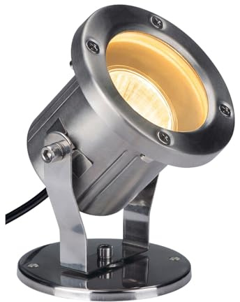 SLV NAUTILUS 10 SPOT | Außenlampe für die Beleuchtung von Garten, Terrasse, Pflanzen, Wegen, Teich, Aussen-Leuchte, Außen-Strahler | IP55, edelstahl 316, max. 35W, GU10, Silver