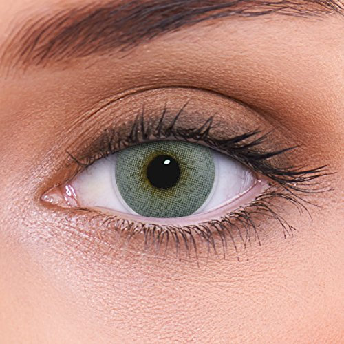 LENZOTICA 2 Stück (1 Paar), Sehr stark natürlich deckende graue Kontaktlinsen farbig ATLANTIS GREY + Behälter, DIA 14.00, mit Stärke, 3 Monatslinsen, mit Sehstärke, -5.00 Dioptrien, Soft Lens