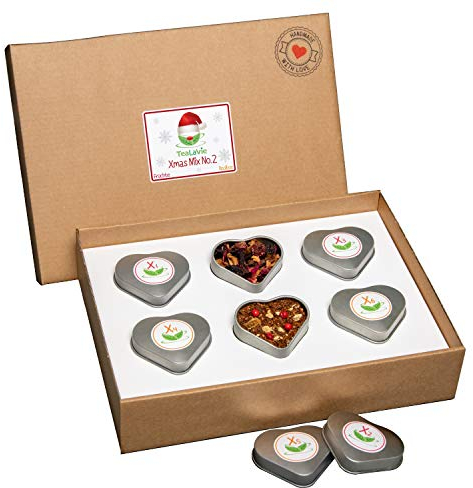 TEALAVIE - 6er Set Wintertee | Winter Mix 2 | 60g Früchtetee und Rooibostee lose in edlen Herz-Teedosen | Xmas Weihnachtstee - loser Tee in für Teeliebhaber | ideal für Dankeschön Geschenke
