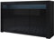 MB Muebles Bonitos, Buffet Aker avec Lumière LED et 3 Portes pour Salon et Salle à Manger, Meuble TV en Mélamine Brillante, Couleur Noir, 155x91,5x37 cm