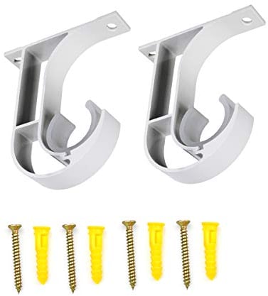 2pcs Gardinenstangenhalter Weiß Gardinenstangen Halterung Kleiderstangen Halterung Duschstange Deckenhalterung Kleiderstangenhalter zür Befestigung von Gardinenstangen an Decken oder Wänden