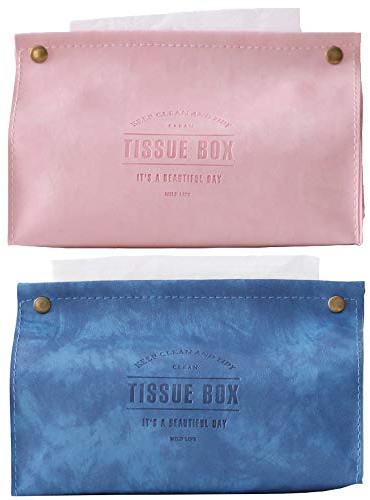 Scatola per Fazzoletti in Stile Nordico, Scatola in Tessuto in Pelle PU, Scatola Portafazzoletti in Morbida Pelle per la Casa, la Cucina, L'auto, lo Stoccaggio dei Tessuti Dell'ufficio (Rosa e Blu)