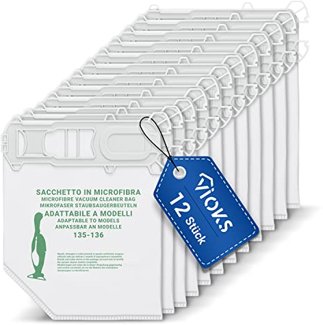 VIOKS Set di 12 sacchetti di ricambio per aspirapolvere Vorwerk Folletto 135 – Sacchetti per aspirapolvere Vorwerk 135 VK 136 VK & Vacuum Bags per aspirapolvere Vоrwеrk Accessori per aspirapolvere con