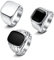 KALVICA 3 Stück Ring aus Edelstahl Siegelring für Männer Ring Zirkonia schwarz Vintage Ring Polierring Lokomotive 54-70, Edelstahl