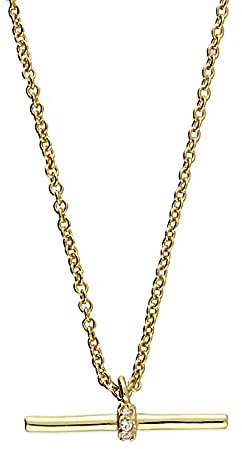 Old English Jewellers 9ct Gold on Silver Diamond T Bar Necklace