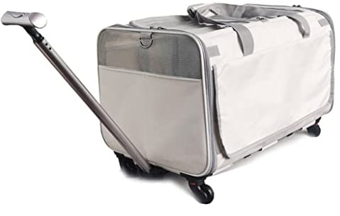 MASME Transportbox Katze Trolley Box Hundewagen Trixie Transportbox für 2 Katze, Katzentransportbox Katzenbox Hundetrolley Kleines und Mittleres Hund und Katzenkäfig mit Rädern