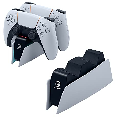 Mcbazel Dual-USB-Ladestation für PS5 Controller DualSense-Controller-Ladestation mit RGB-Licht/Schnellladung/Tri-Schutz - RGB-LED-Version