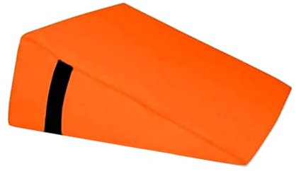 QUIRUMED Cojín Triangular, Medidas 28 x 30 x 13 cm, Color Naranja, Ergonómico, Polipiel, Relleno Flexible, Cojín Masaje, Fisioterapia, Apoyo para la Espalda
