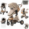 Prokoke Passeggino Trio, Trio Passeggino Neonati con Due Modi Reversibili per Spingere, Passeggino 3 in 1 con Una Lega di Alluminio a Cornice, Trio con Design Pieghevole in Un Clic (225 Khaki)