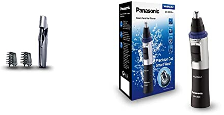 Panasonic Body-Trimmer ER-GK60 mit 3 Aufsätzen, Elektro-Rasierer für Herren, hautschonende Nass- und Trockenrasur & Nasen/Ohrhaarschneider ER-GN-30K mit Batteriebetrieb